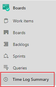 Time log summary menu alt text