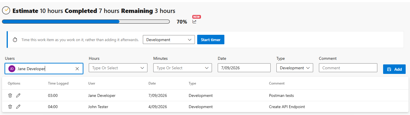 Time log detail alt text
