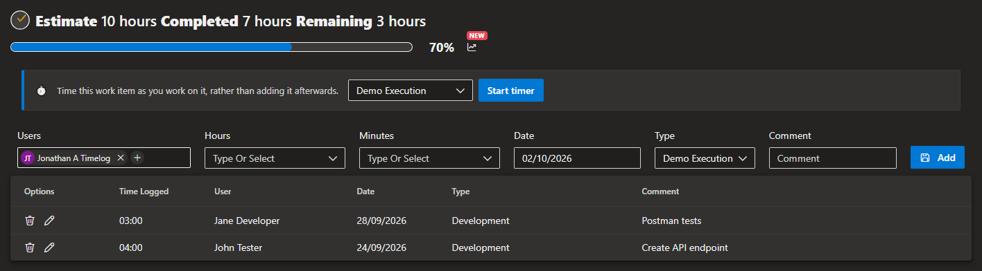 Time log detail alt text